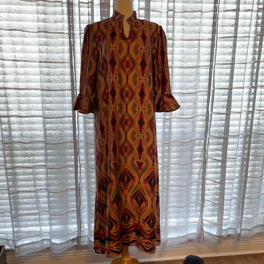 Geometric Patterned Maxi Dress/Caftan GUC